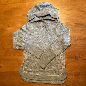 90 Degree Heather Gray Hoodie with Pink Stitching. Size S (7/8)